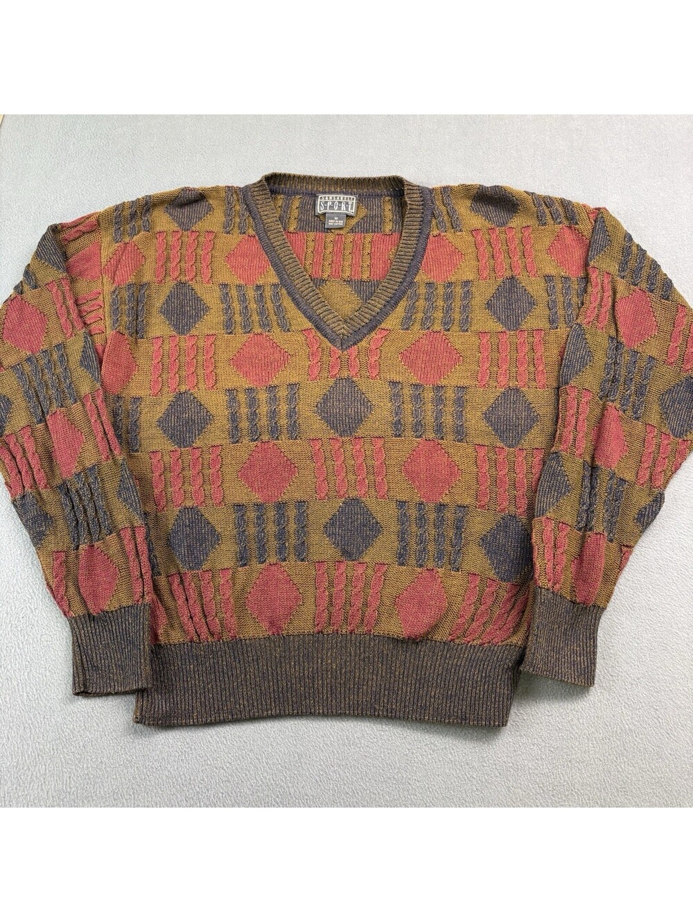 Vintage Sansabelt Sport Patterned Sweater Size Medium Multicolor